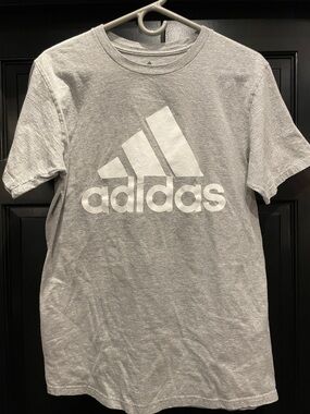 adidas Gray Tee with White Trefoil-Style Logo